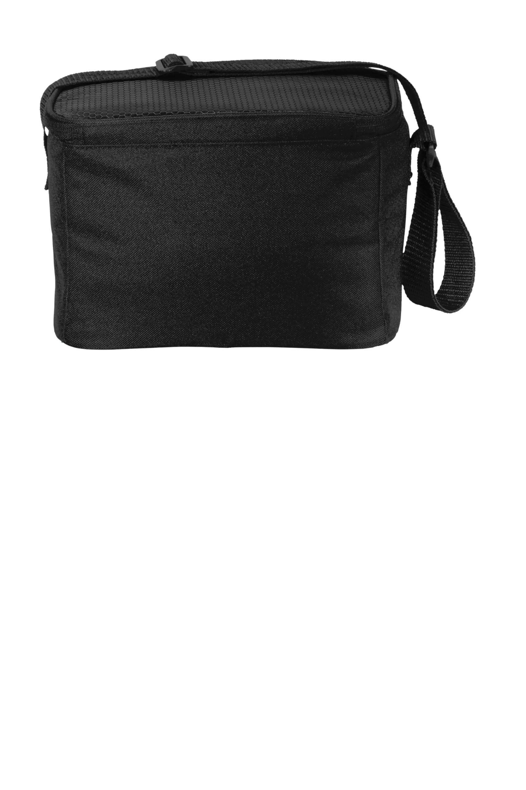 Port Authority 6-Can Cube Cooler interior; mesh pocket for utensils