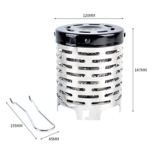 Portable Camping Mini Stove Heater Cover on stove-mount demonstrates secure fit
