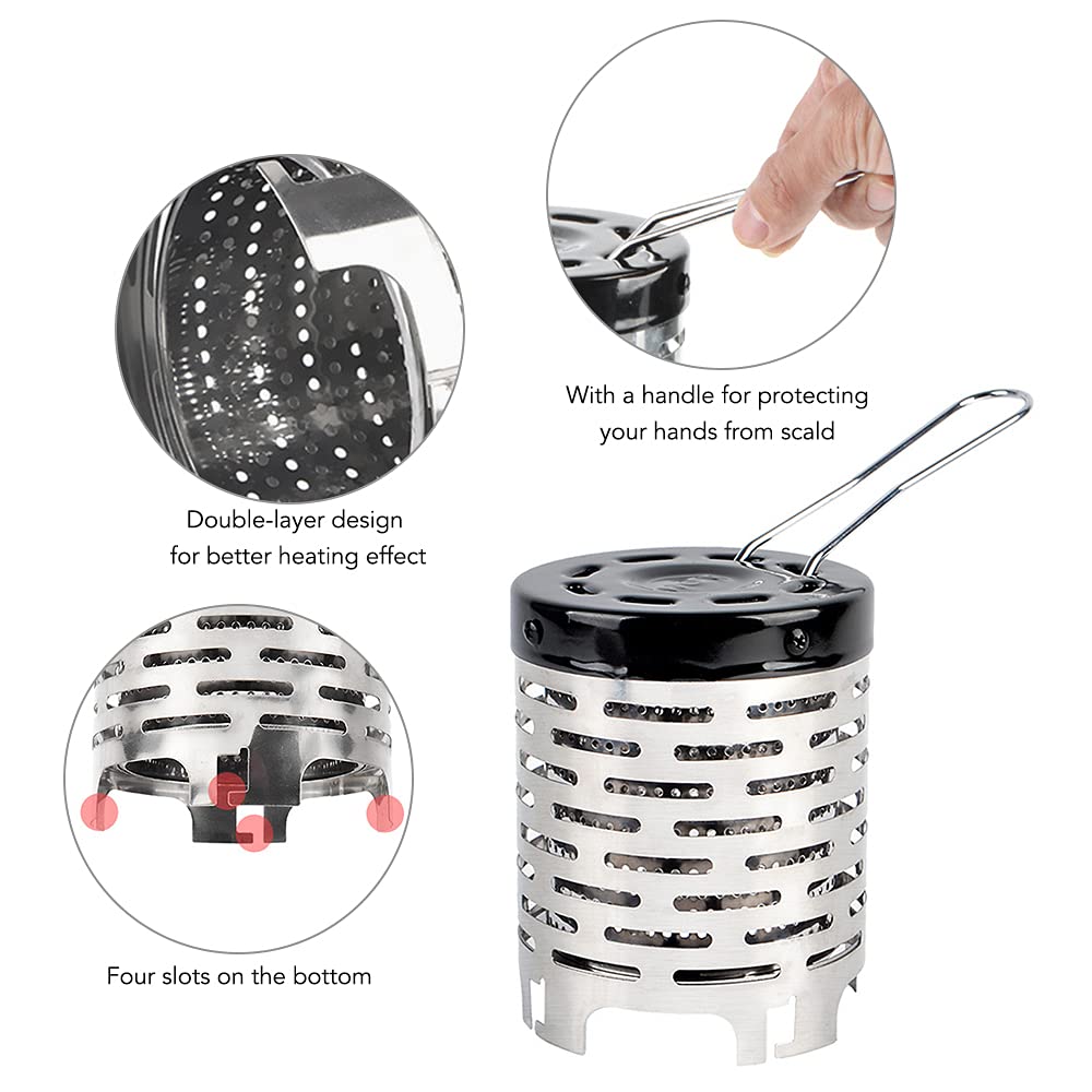 Portable Camping Mini Stove Heater Cover weight 410g highlights portability
