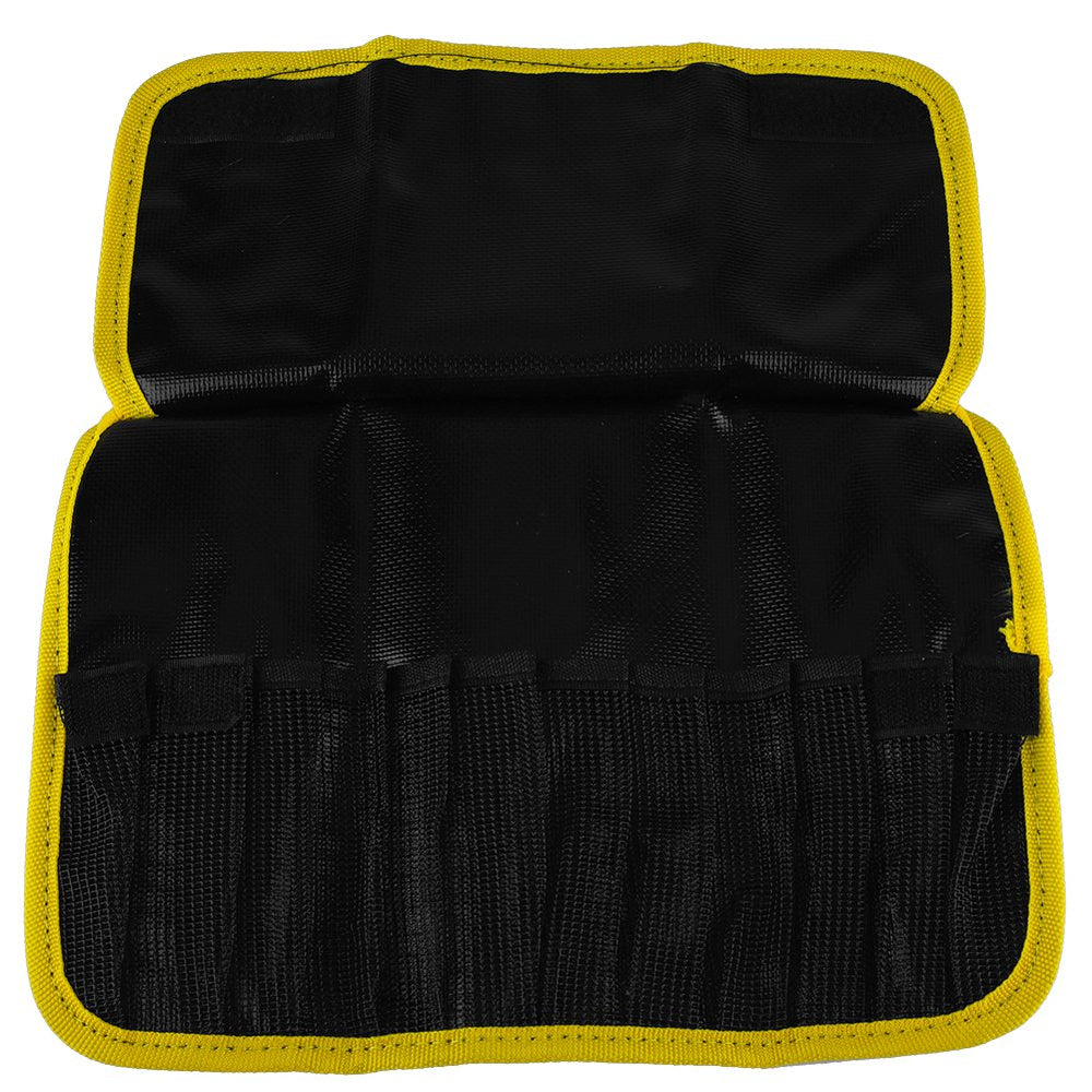 Inside pocket layout showing capacity for 12 lures