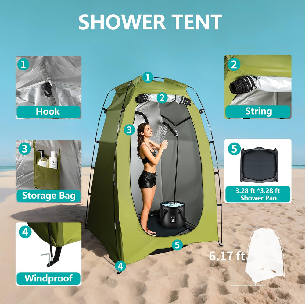 Portable Hot Shower collapsible bucket 5.3-gallon stores easily and travels light.