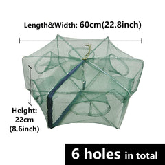 Portable minnow and crab trap showing compact design