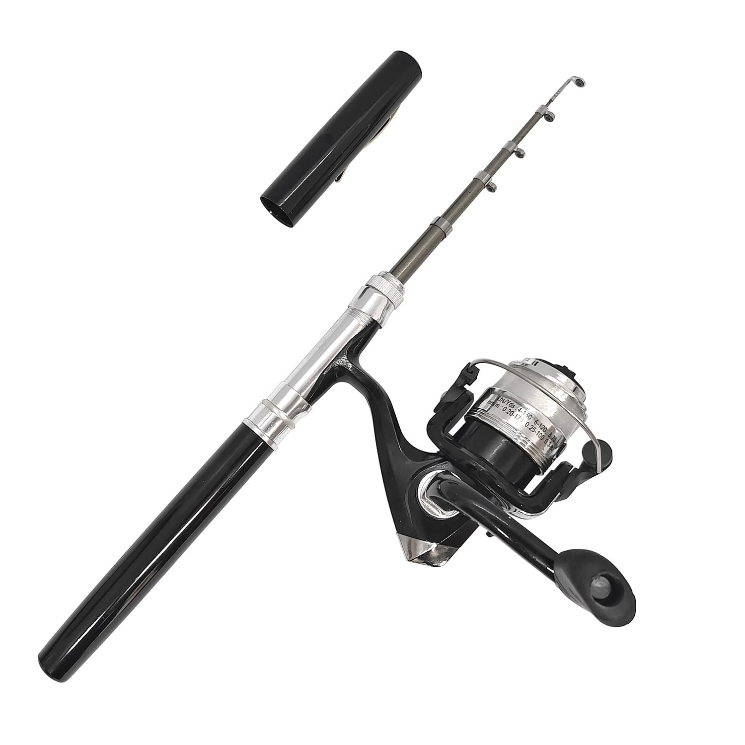 Portable pocket telescopic 38-inch mini pen fishing rod in black