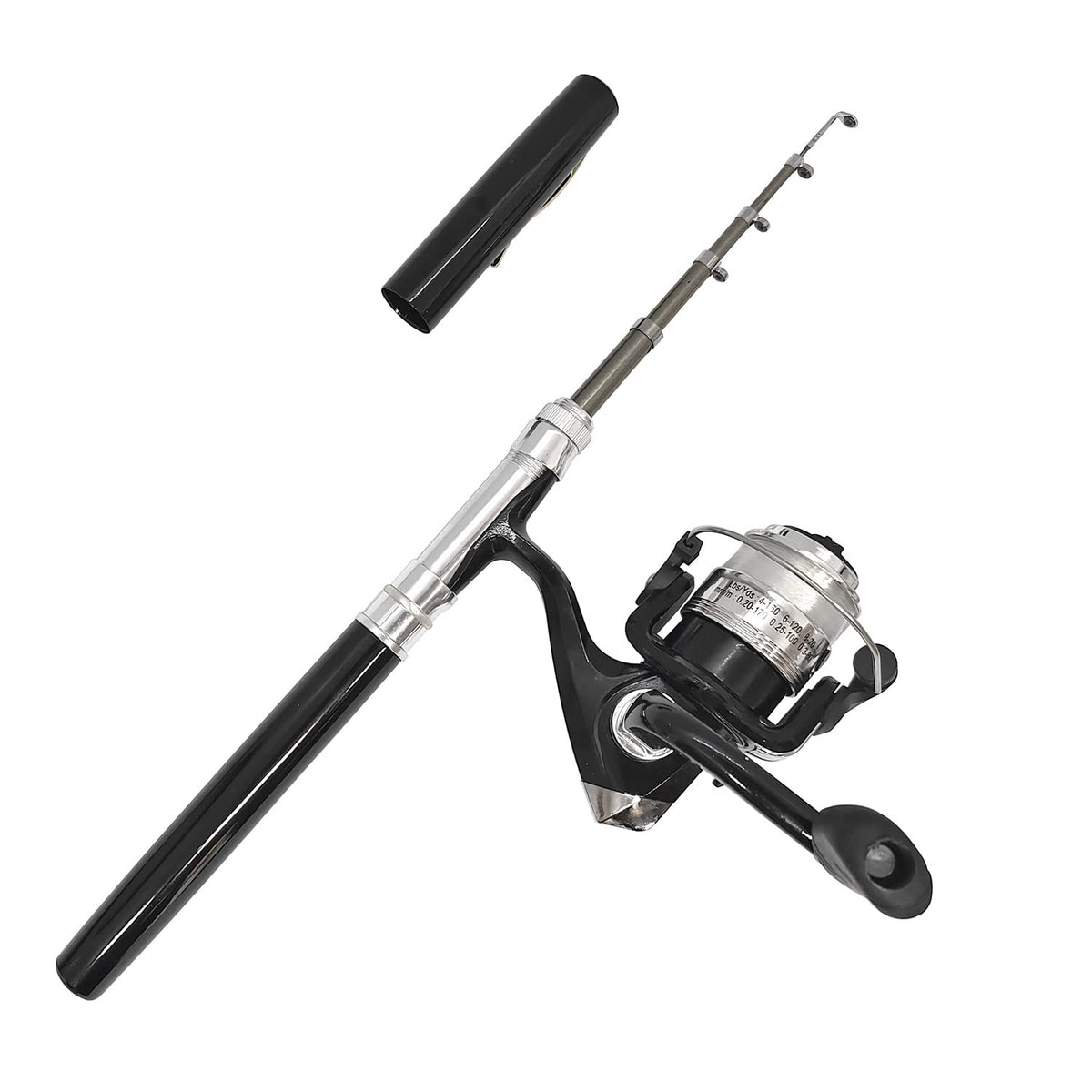 Portable pocket telescopic 38-inch mini pen fishing rod in black