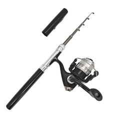 Portable pocket telescopic 38-inch mini pen fishing rod in black