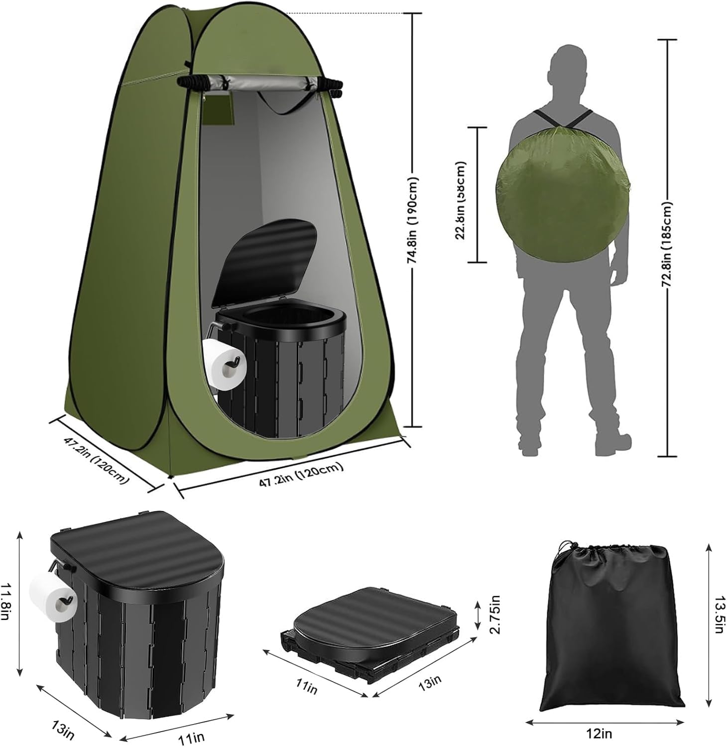 Portable Toilet Kit foldable toilet seat for comfortable outdoor use.
