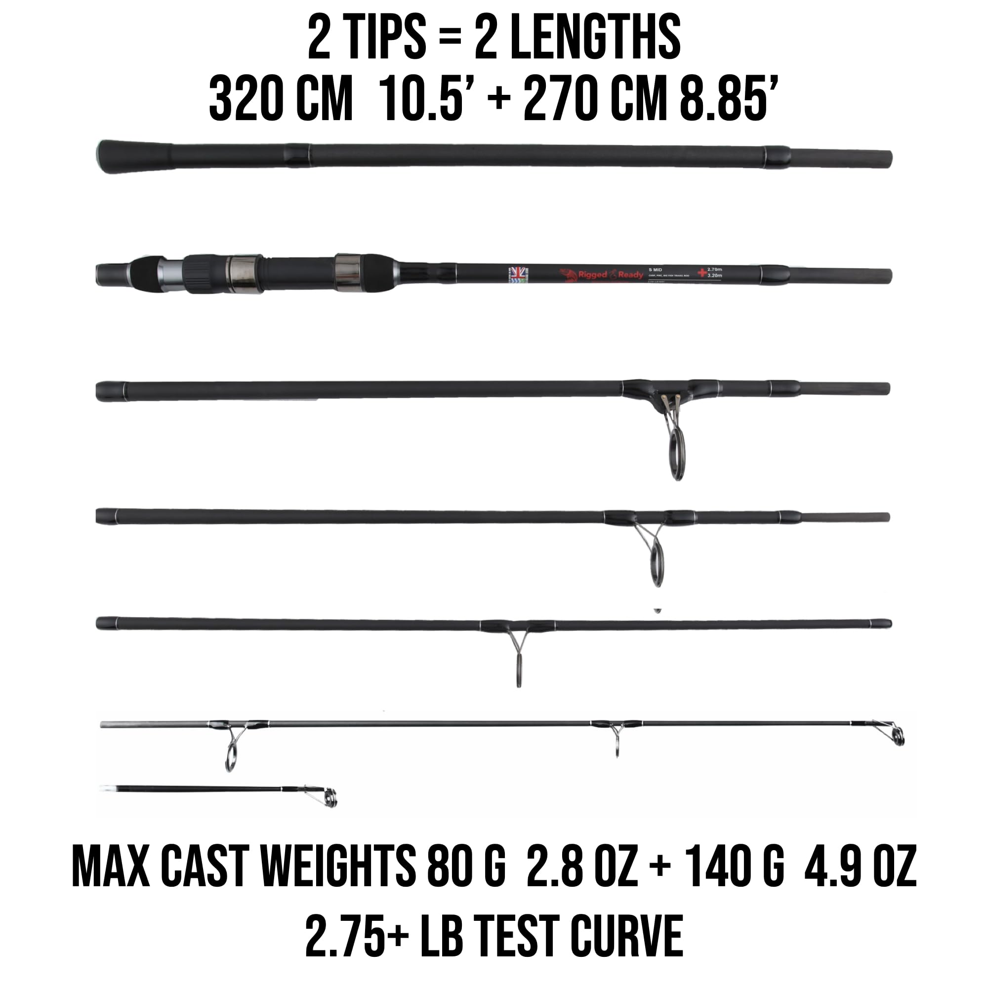 66cm portable travel case with six-section rod in compact mode