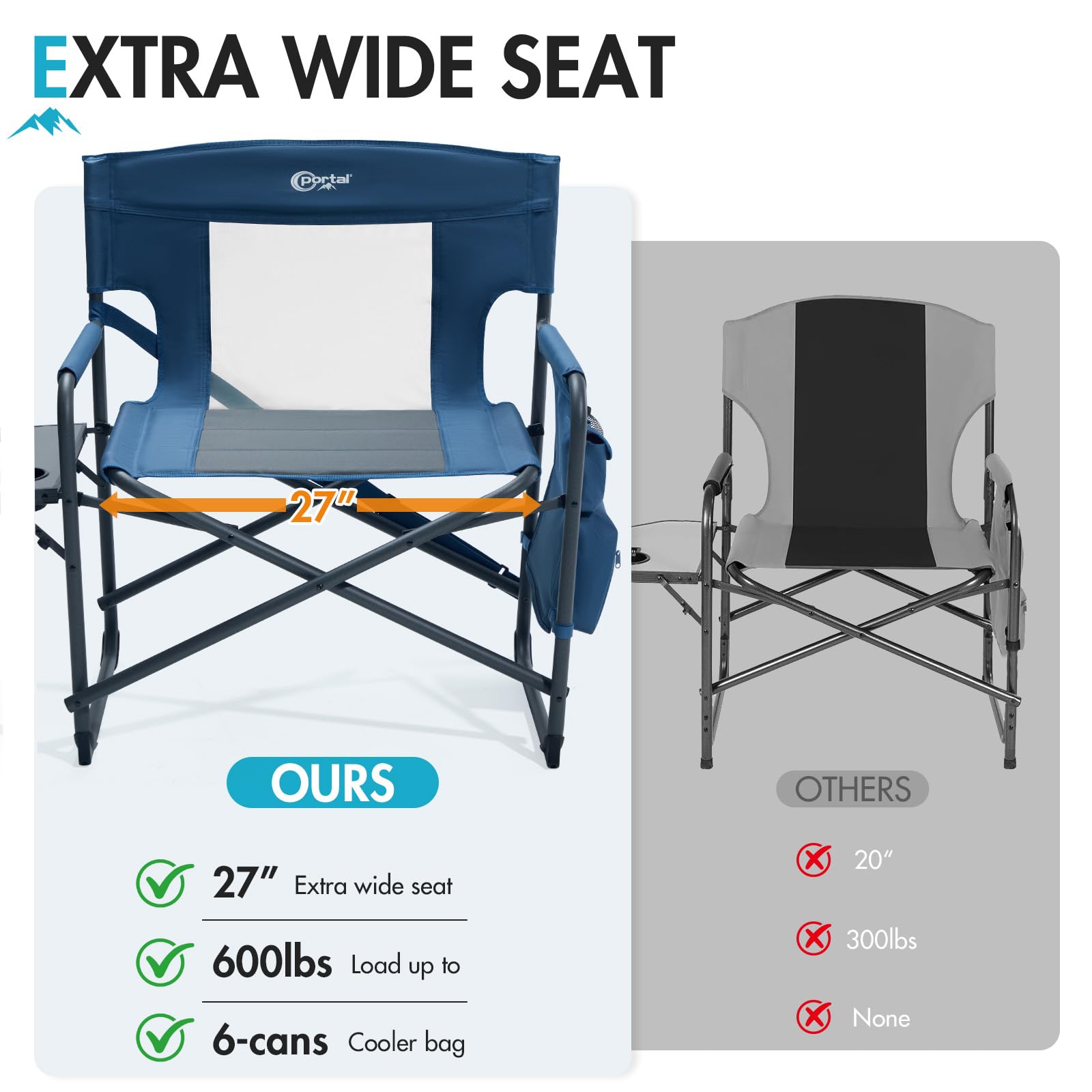 Portal 27 oversized director chair padded seat for all day comfort