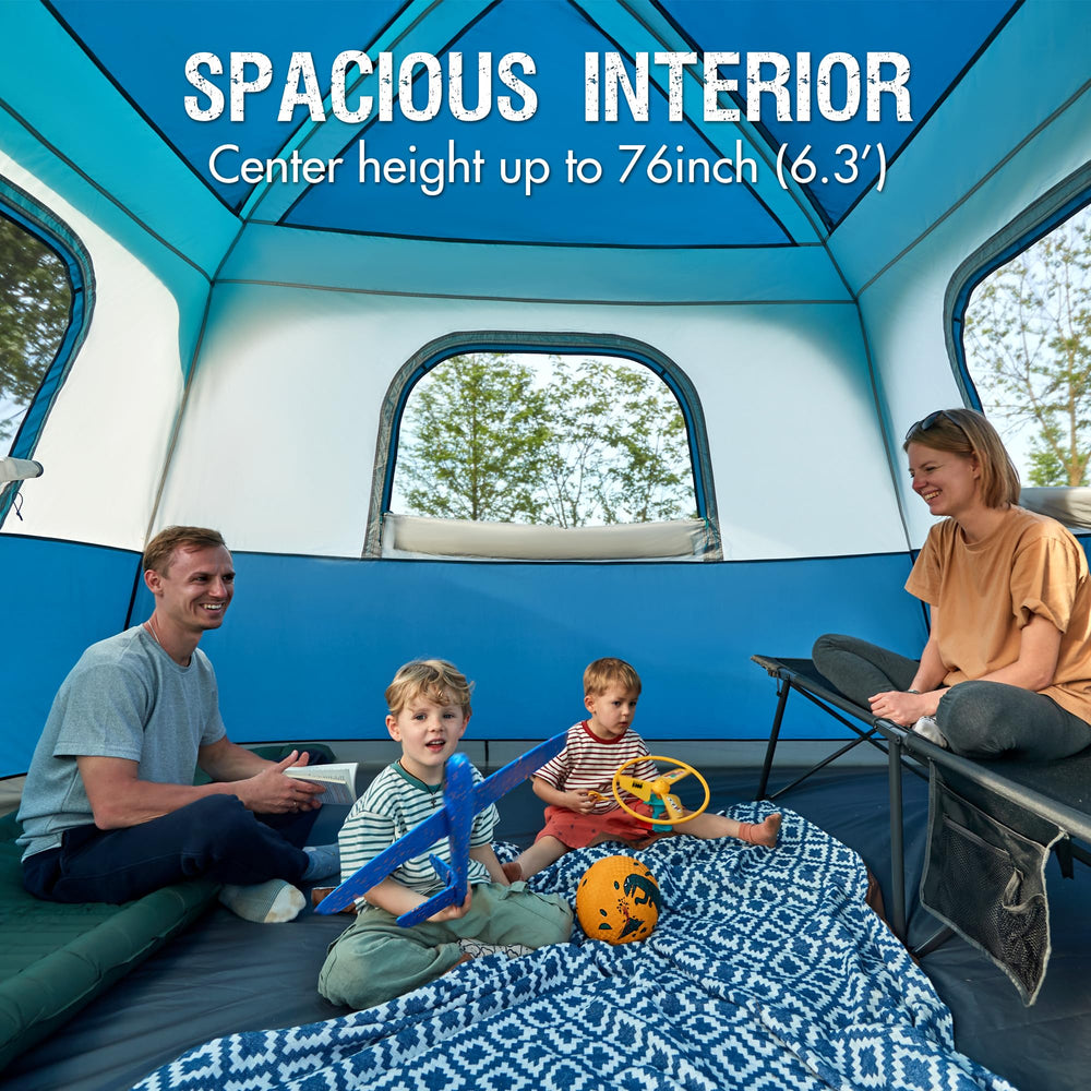 Portal 6-person cabin tent with 76-inch height provides standing room.