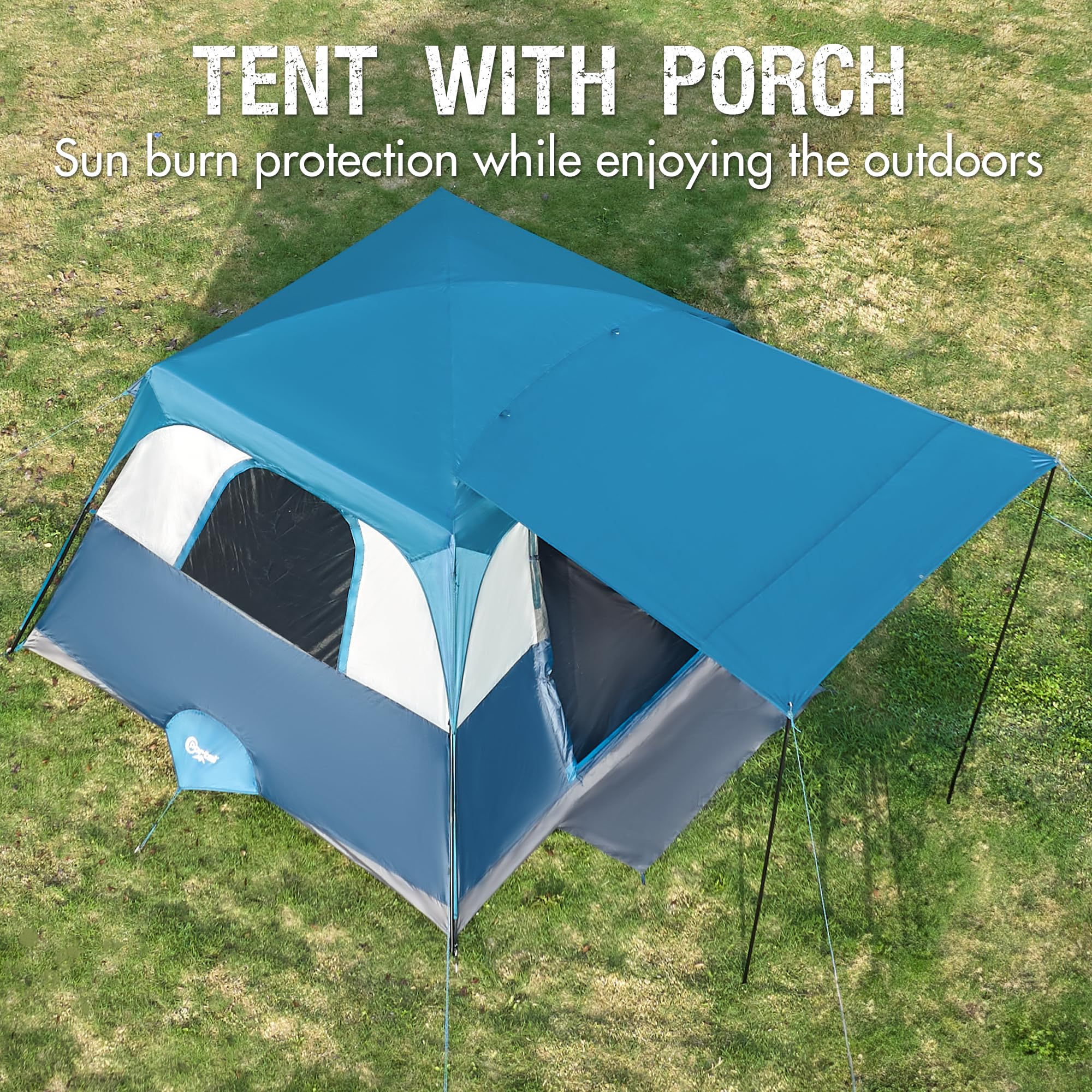 Portal 6-person cabin tent ventilation with mesh windows for airflow.