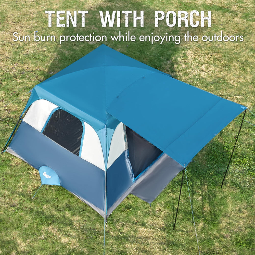 Portal 6-person cabin tent ventilation with mesh windows for airflow.