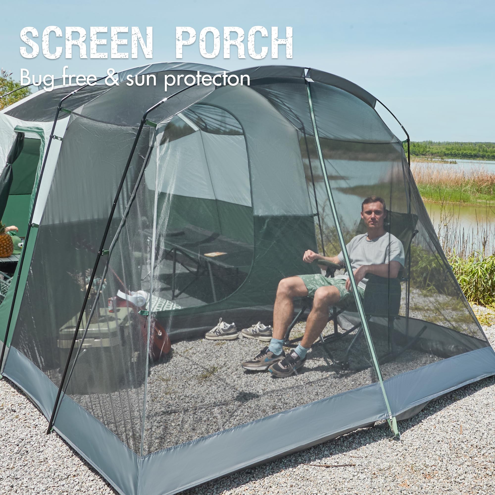 Portal 8-person tent upgraded poles deliver stronger wind resistance and stability.