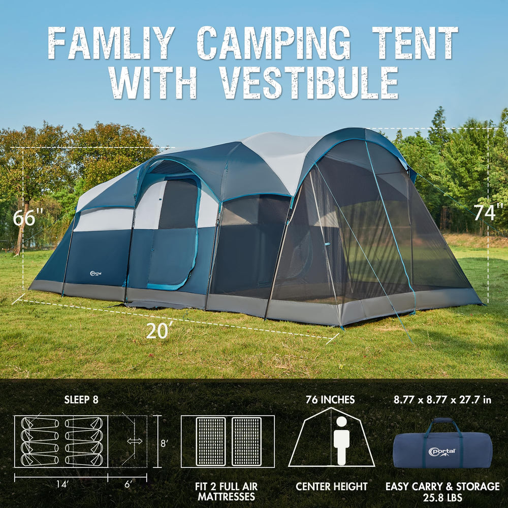 Portal 8-person tunnel tent screen room provides bug-free lounging space