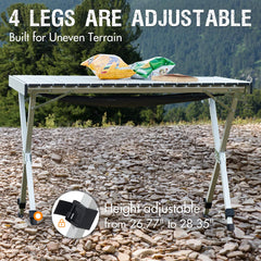 Portal aluminum top highlights waterproof and rust-resistant surface for all-weather use.