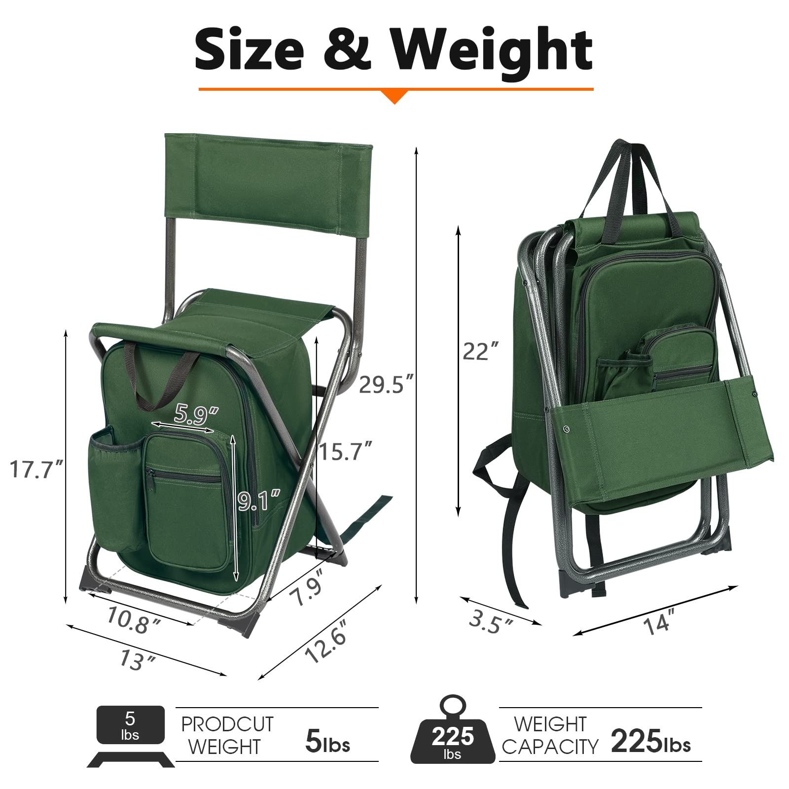 Portal Backpack Cooler Chair backrest on display offers comfortable support during long outdoor waits.
