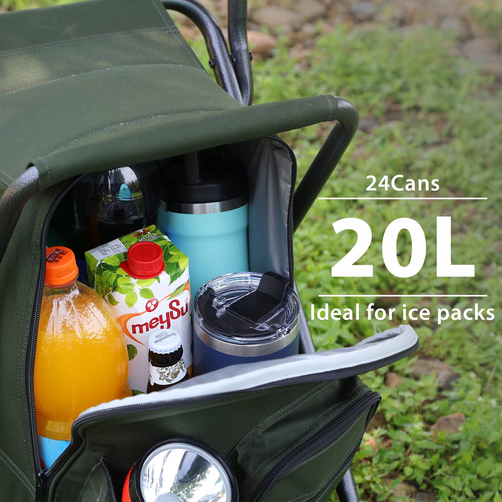 Portal Backpack Cooler Chair with travel strap shows effortless carrying to hiking trails.