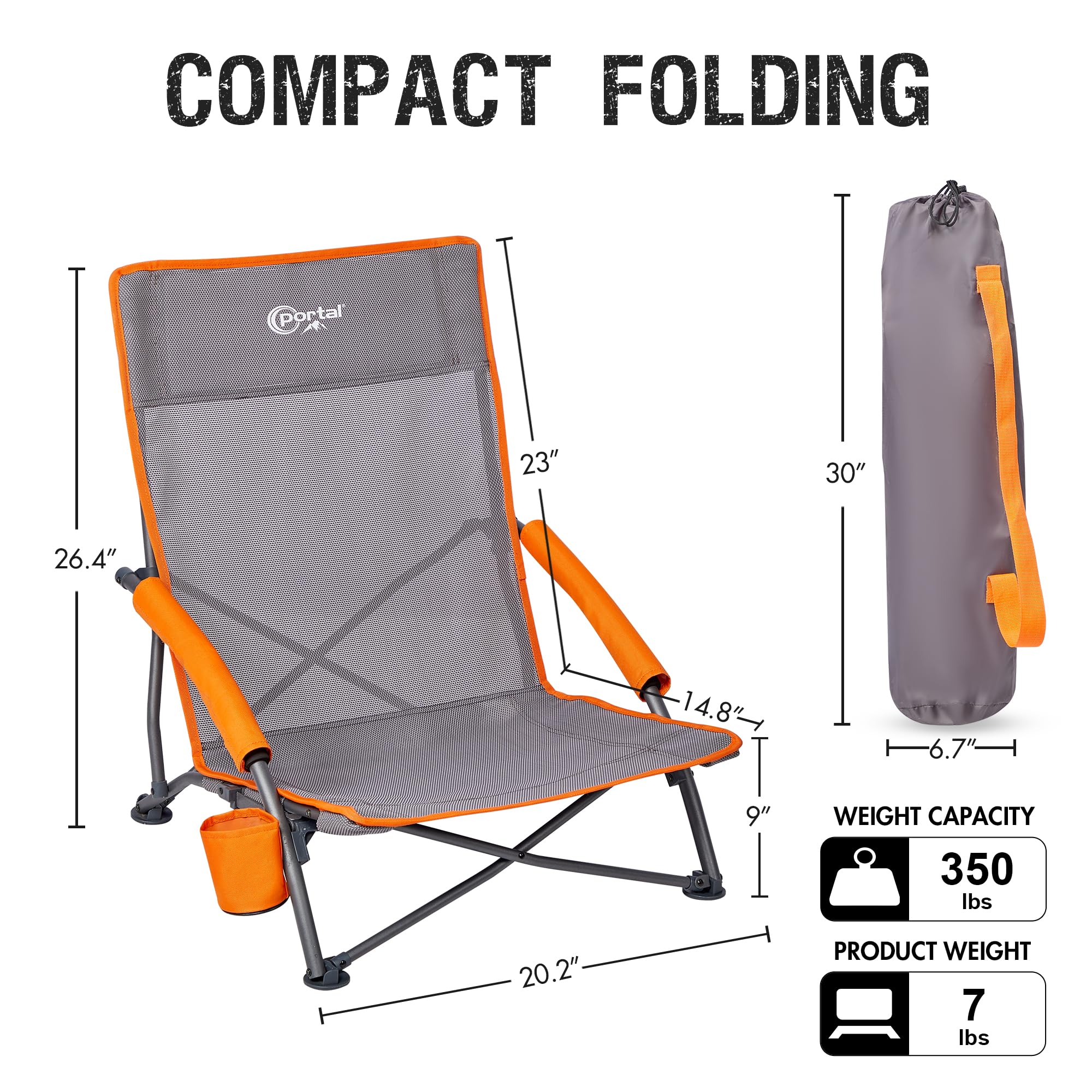 Portal Beach Chairs 2-Pack with cup holder keeps drinks nearby