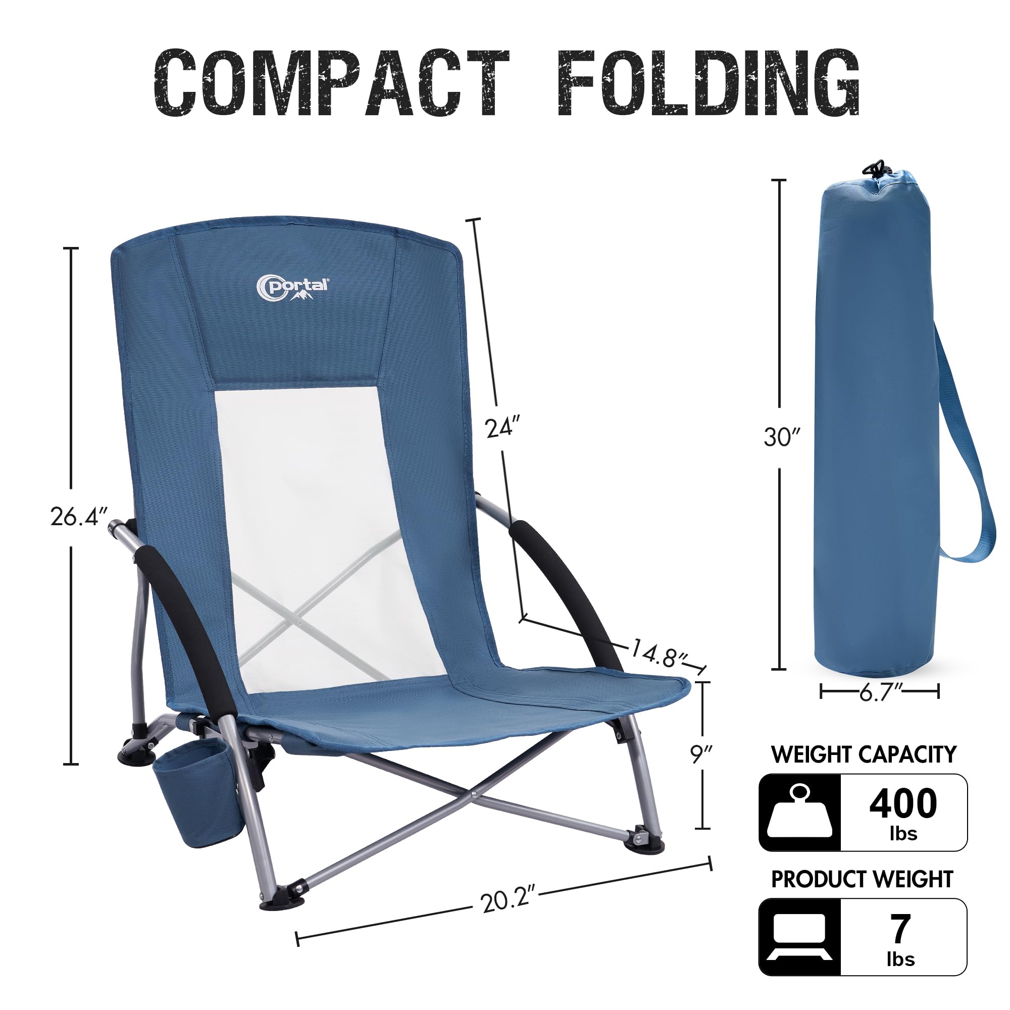Portal Beach Chairs 2-pack cup holder detail for easy beverage access.