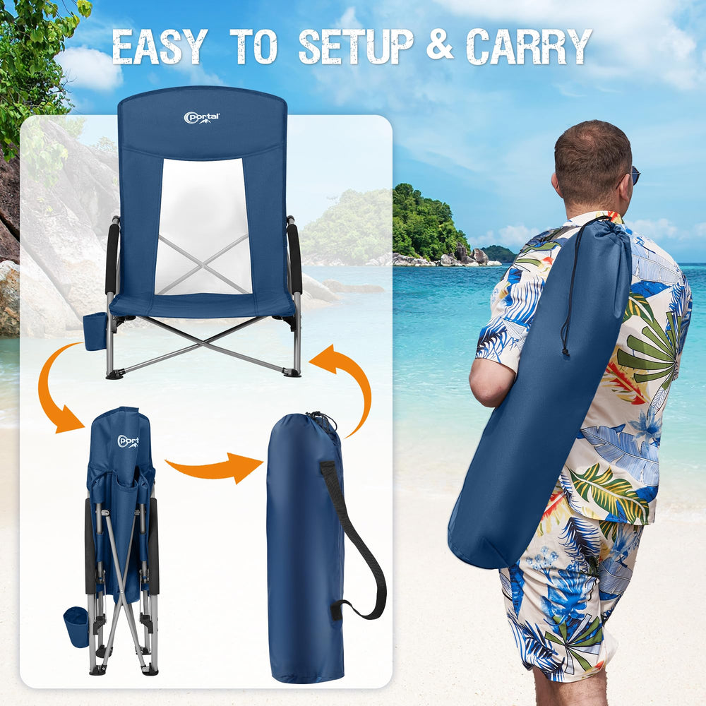 Portal Beach Chairs 2-pack sturdy steel frame supports up to 400 lbs.