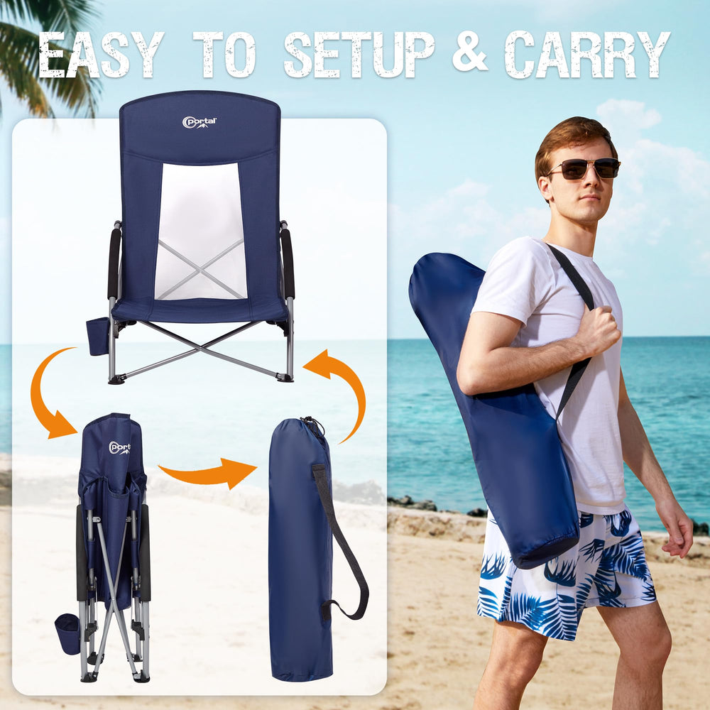 Portal Beach Chairs breathable mesh back for cooling comfort.