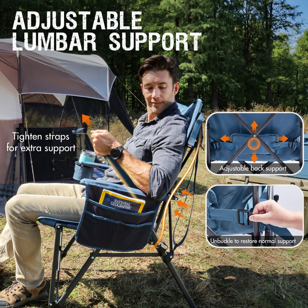Portal camping chair hard armrests for easy standing and sitting