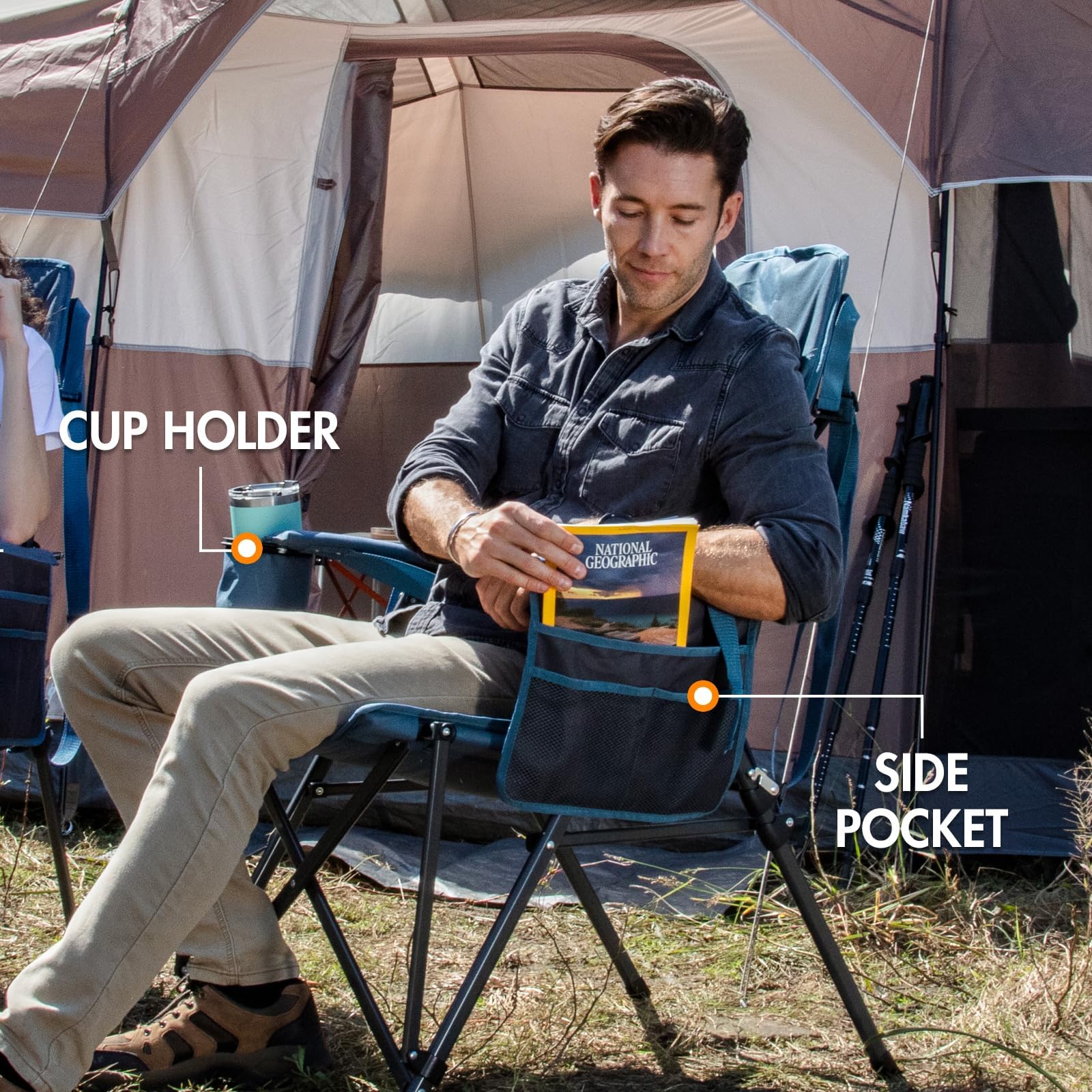 Portal camping chair carry bag ready setup for portable outdoor seating