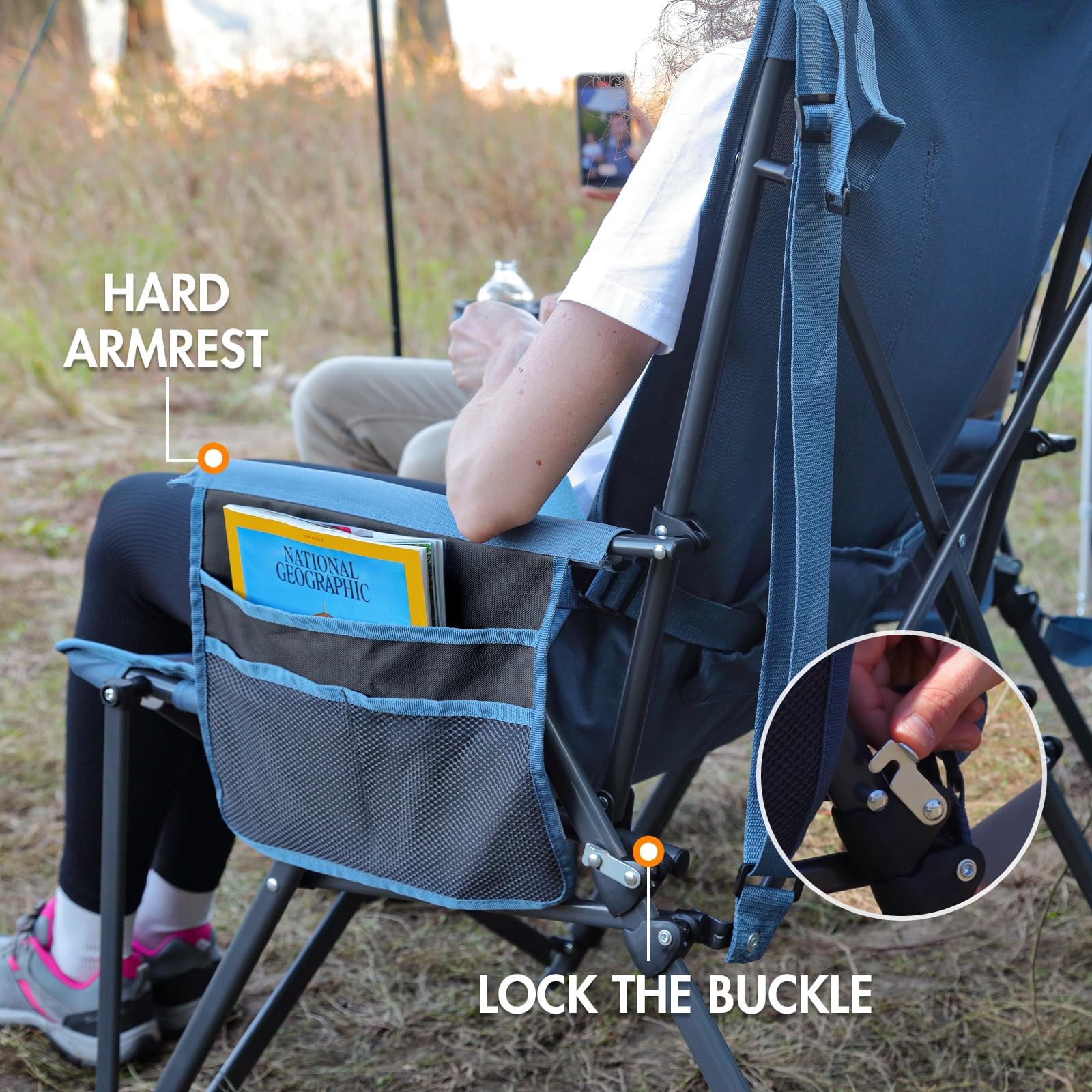 Portal camping chair folded compact for quick transport in its carry bag