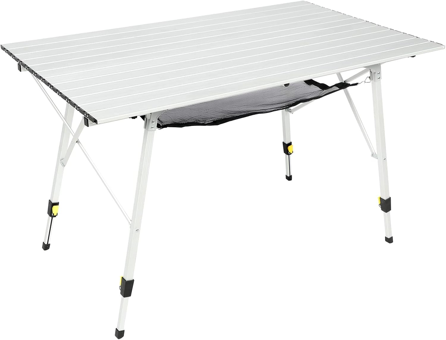 Portal camping table adjustable legs for uneven terrain and comfortable height.