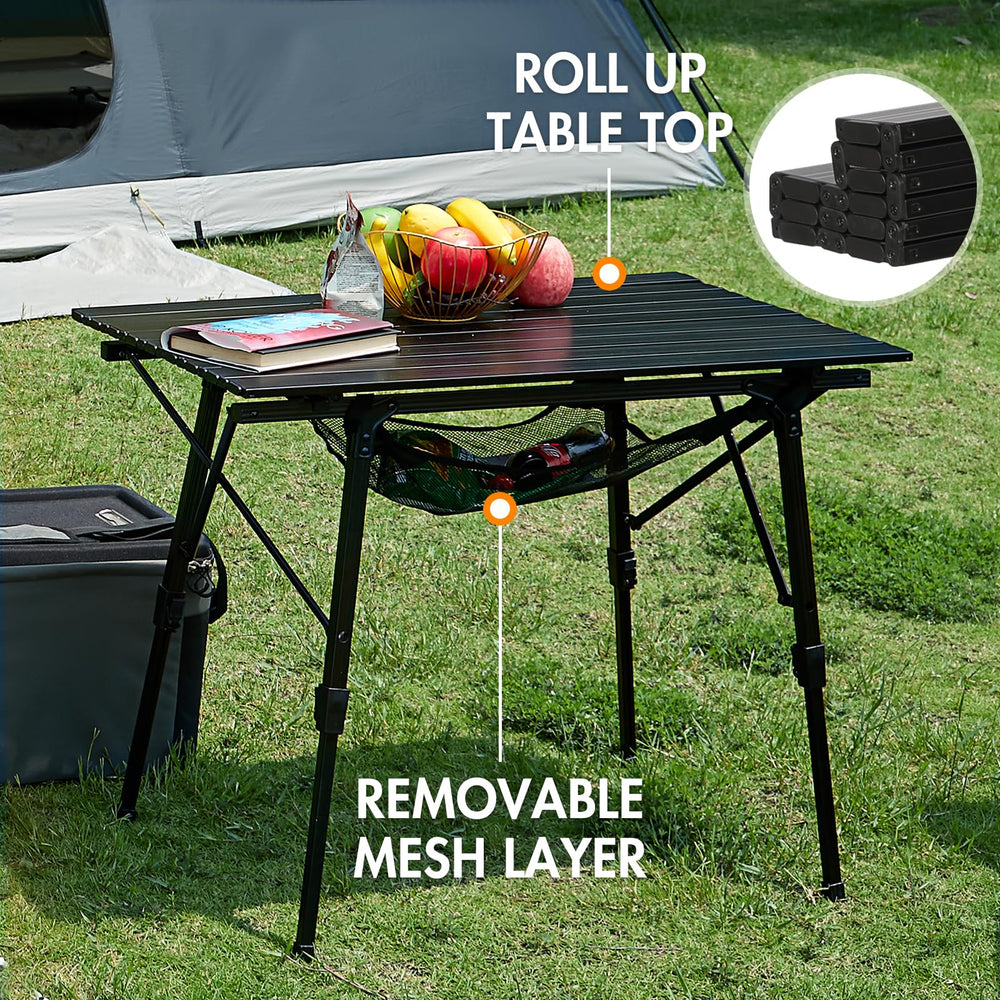 Portal camping table dimensions show a roomy surface for meals and gear.