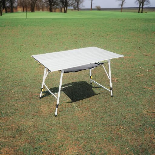 Portal camping table lightweight aluminum frame highlights durability and portability.