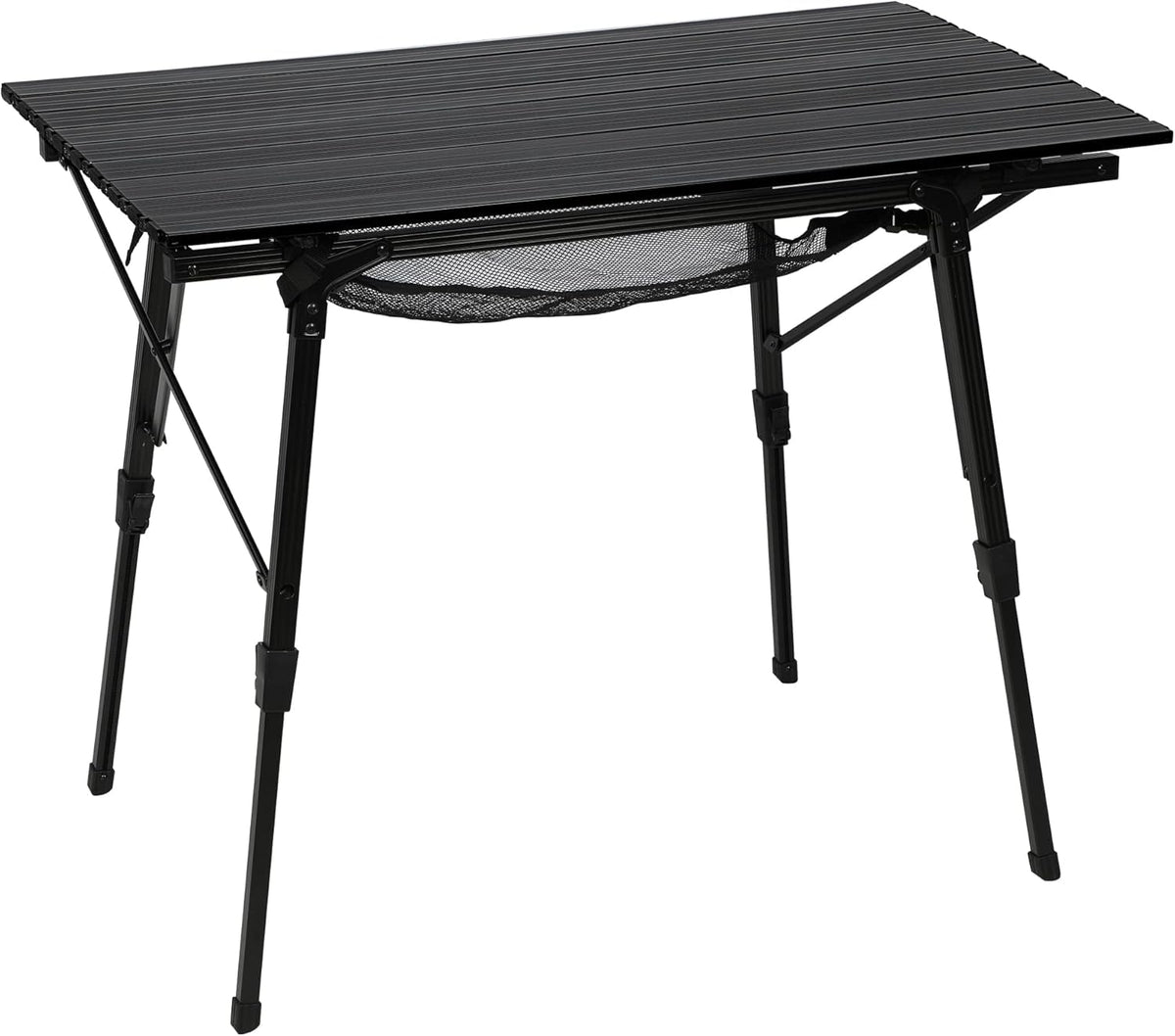 Portal camping table top rolled for easy transport and storage.