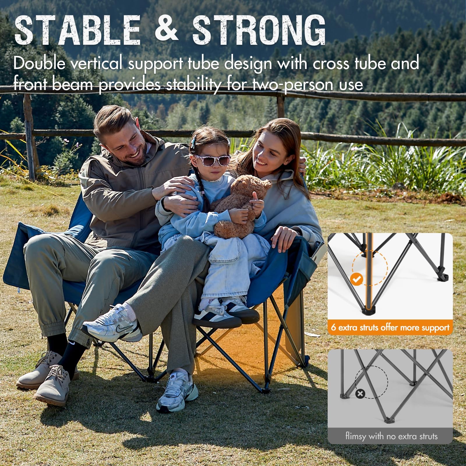 Portal loveseat side pockets store snacks and magazines for convenience.