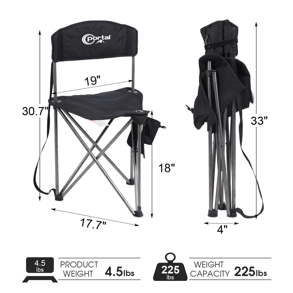 Portal extra-large tripod stool folded compact for easy transport with carry strap