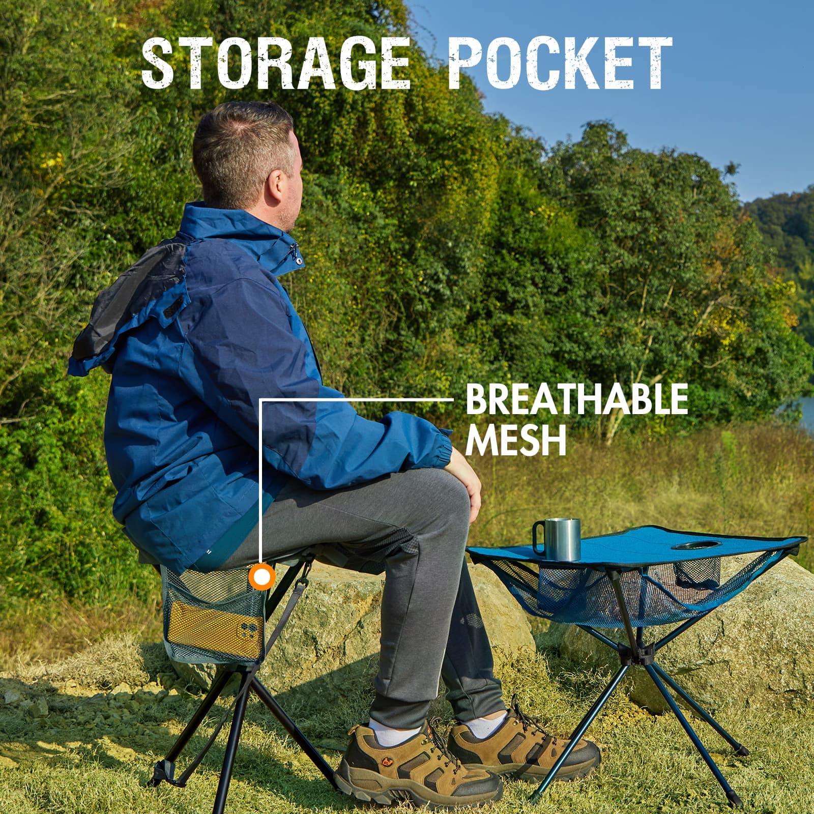 Portal stool supports up to 225 pounds for capable seating when needed.