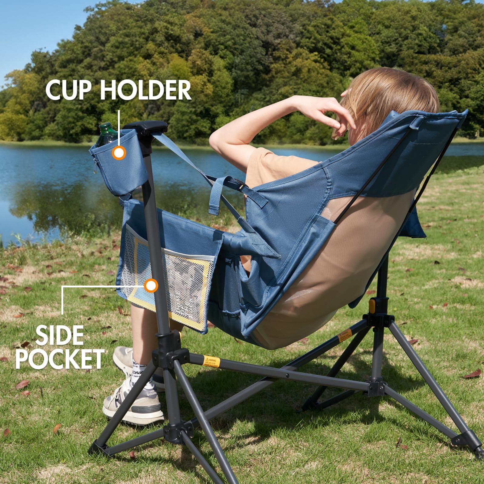 Portal Hammock Camping Chair features cup holder and side pocket for essentials