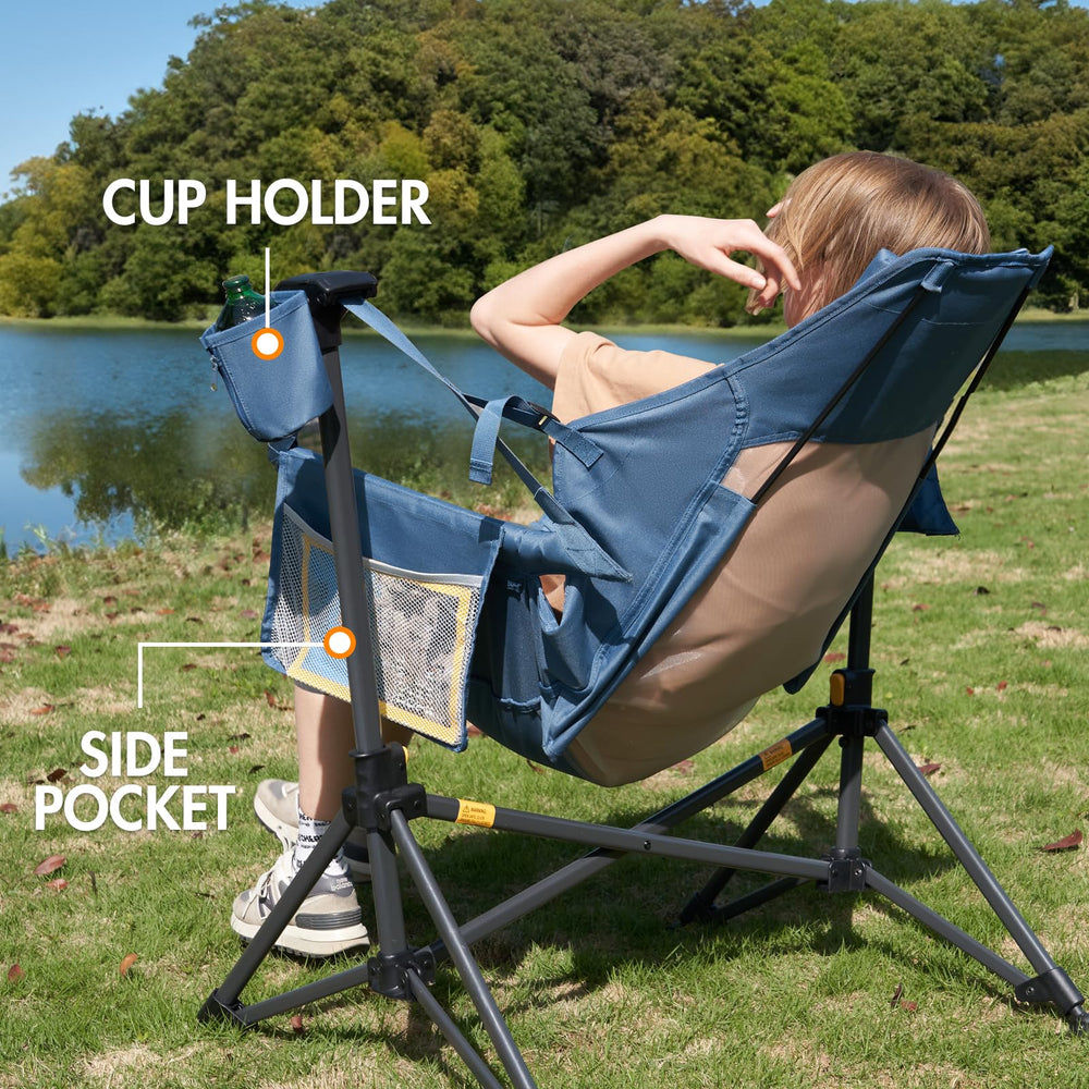 Portal Hammock Camping Chair features cup holder and side pocket for essentials