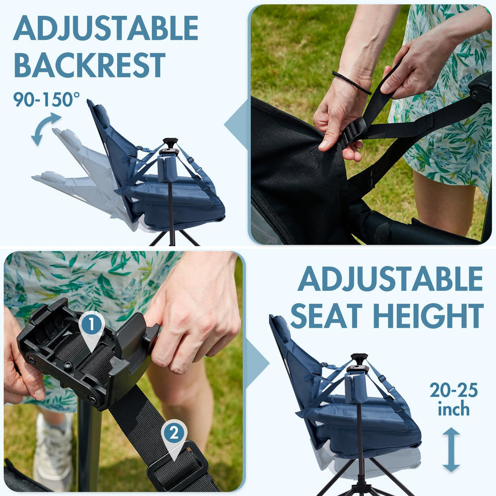 Portal Hammock Camping Chair sturdy alloy frame supports up to 400 lbs