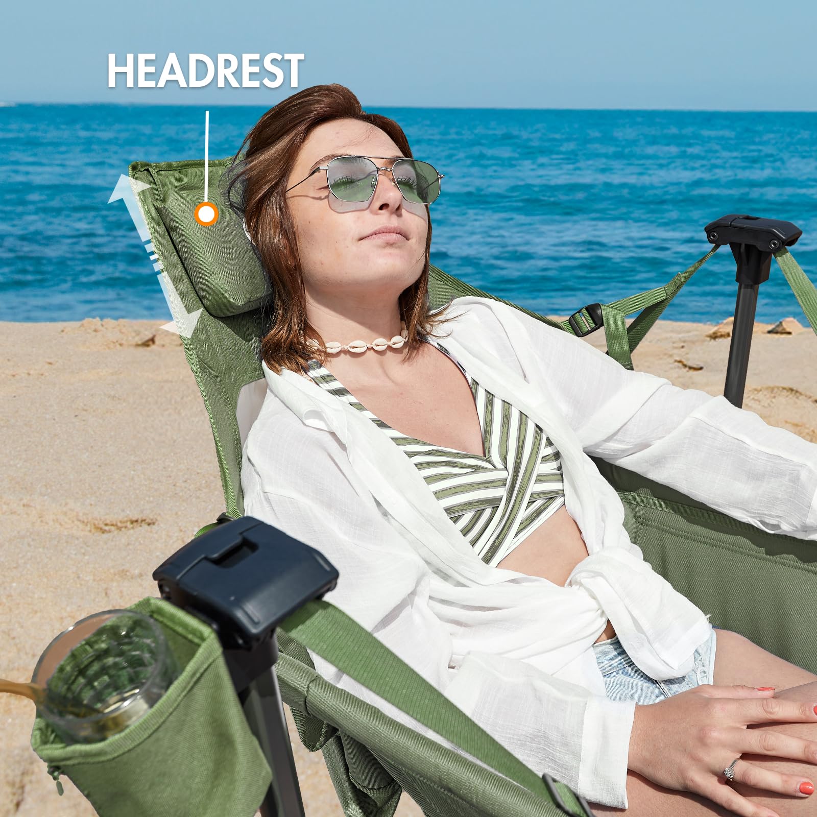 Portal hammock chair adjustable headrest demonstrates customizable comfort for outdoor use.