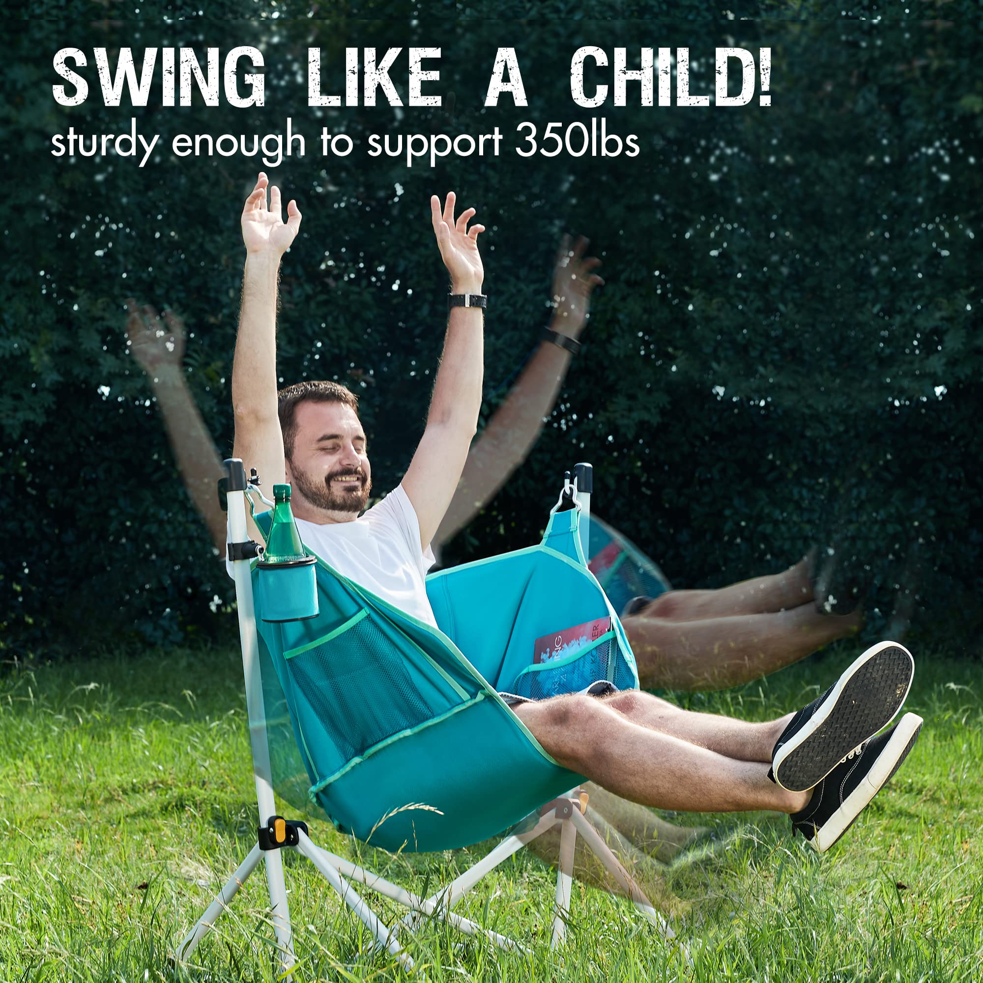 Portal hammock chair folded compact blue stores easily in small spaces