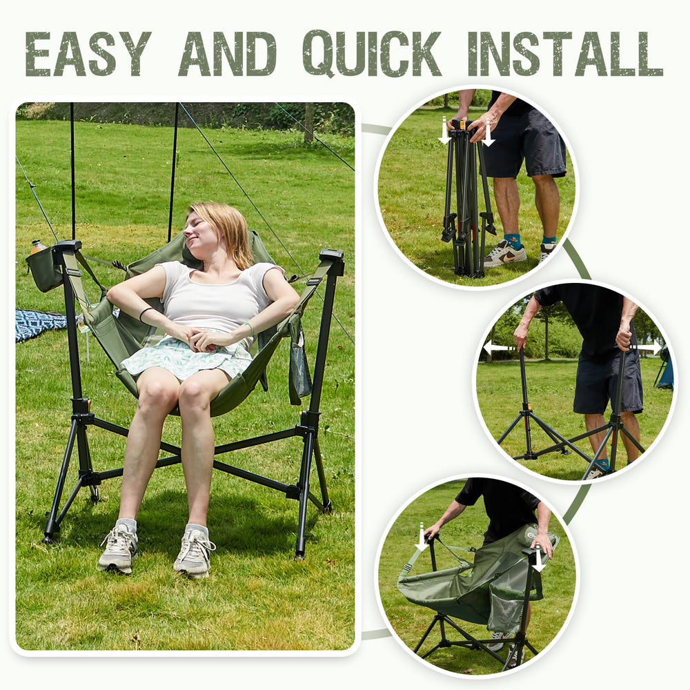 Portal hammock chair green color adds a calming accent to lawns and patios.
