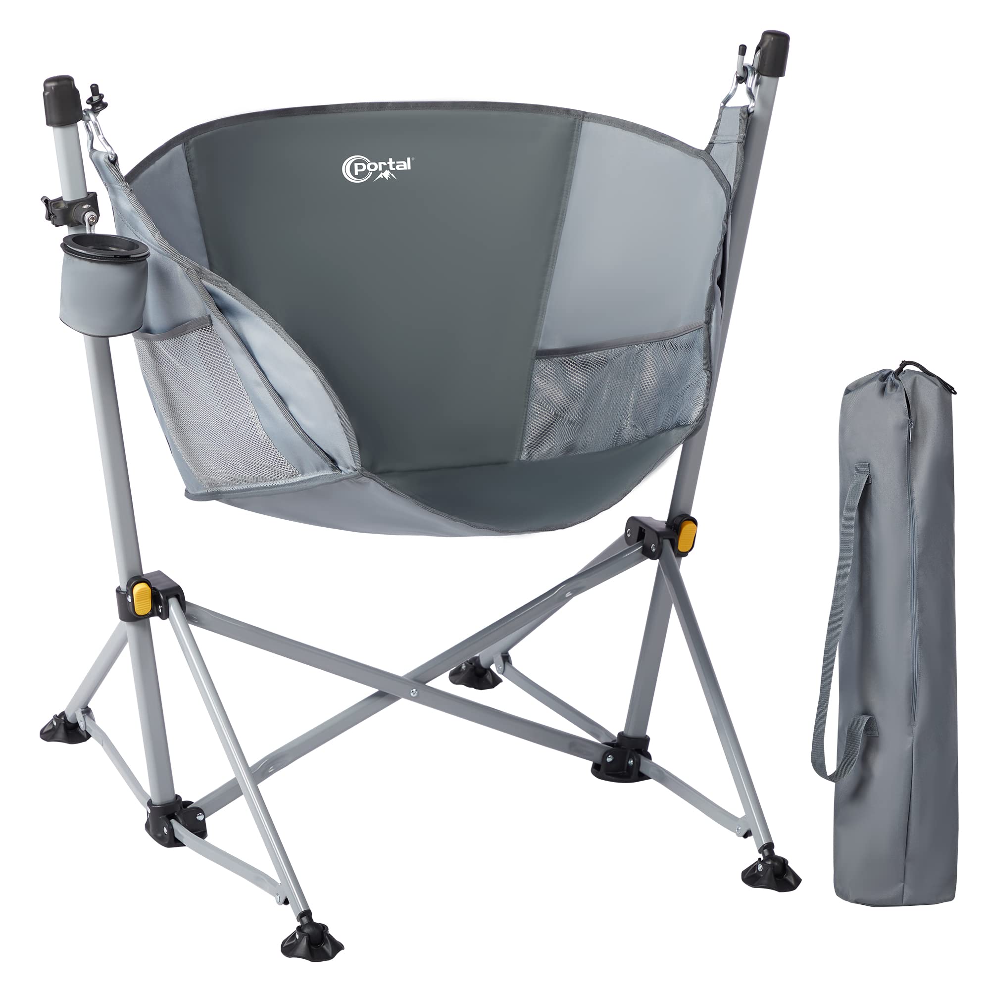Portal hammock chair setup shows quick assembly for instant outdoor relaxation.