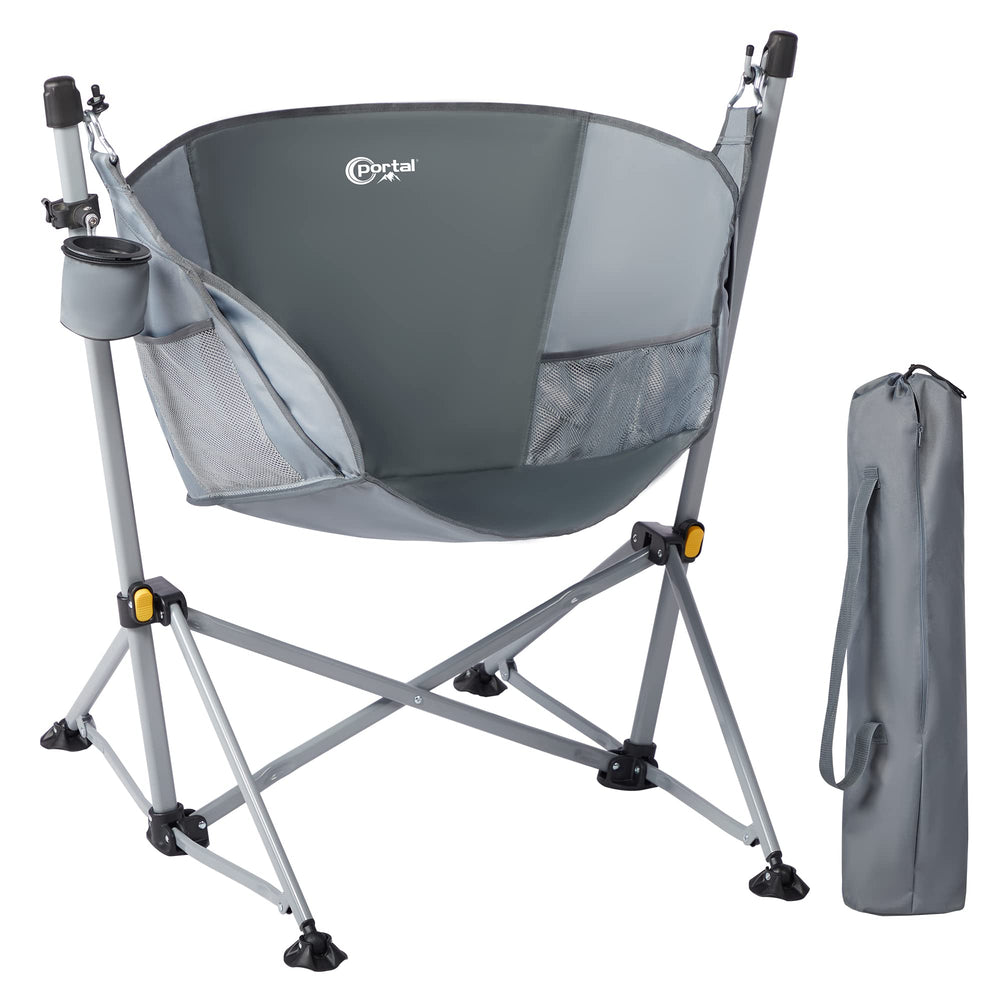 Portal hammock chair setup shows quick assembly for instant outdoor relaxation.