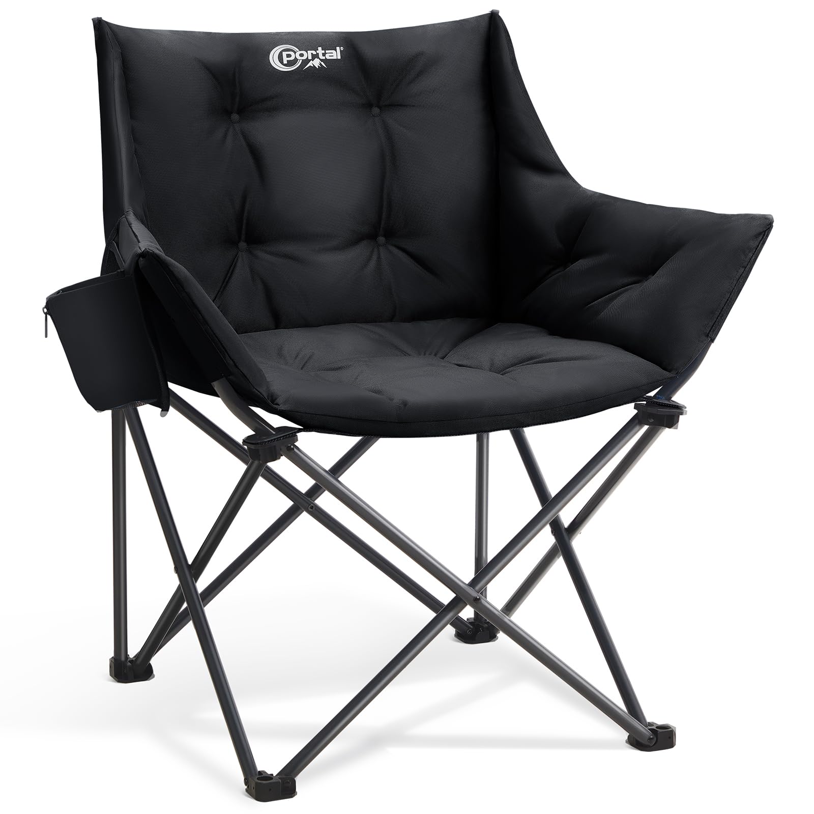 Portal oversized padded camping chair front view demonstrates roomy seating and plush comfort.
