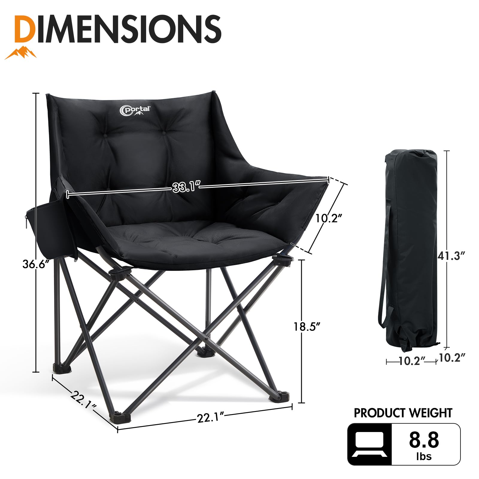 Portal oversized padded camping chair portable lounge is ready for lawn or indoor relaxation.
