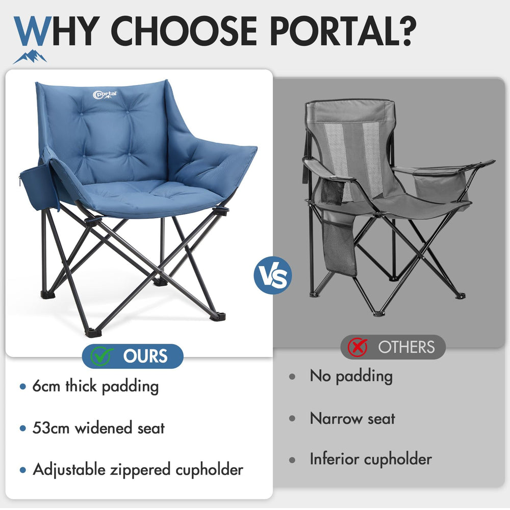 Portal Oversized Padded Chair camping-use scene for outdoor relaxation.