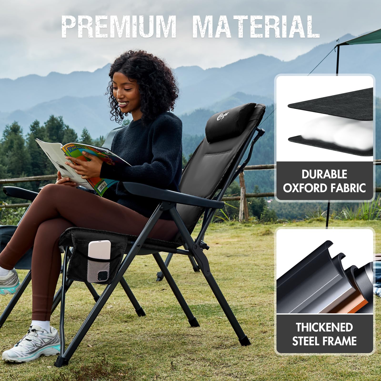 Portal Reclining Camping Chair supports up to 400 lbs for sturdy outdoor seating