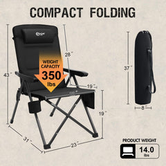 Portal Reclining Camping Chair adjustable lumbar support for customizable back comfort