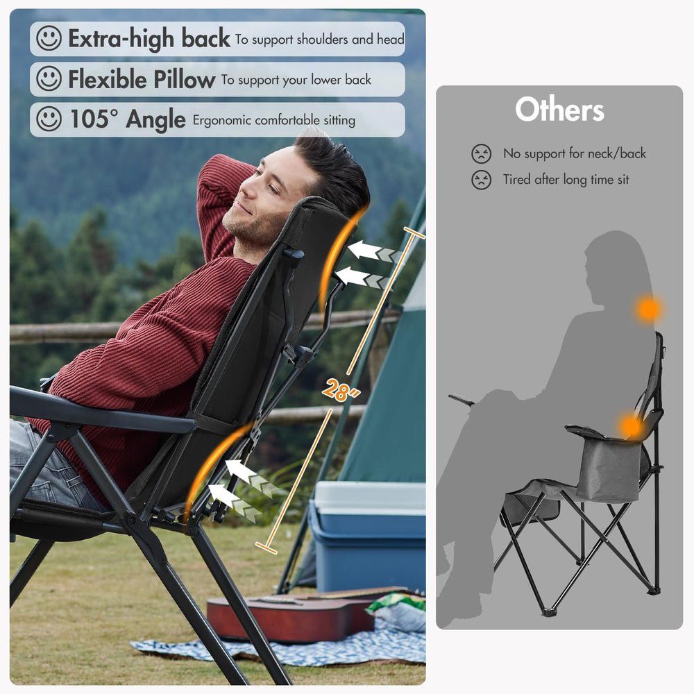 Portal Reclining Camping Chair folded-compact design enables easy transport and storage