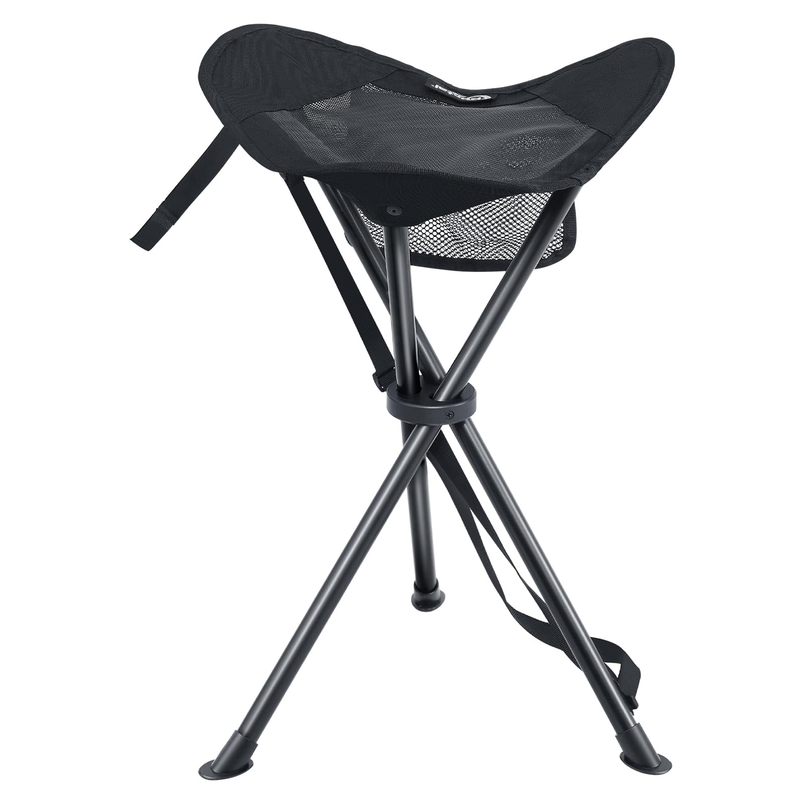 Portal Tall Folding Tripod Stool with breathable mesh seat for cool comfort outdoors