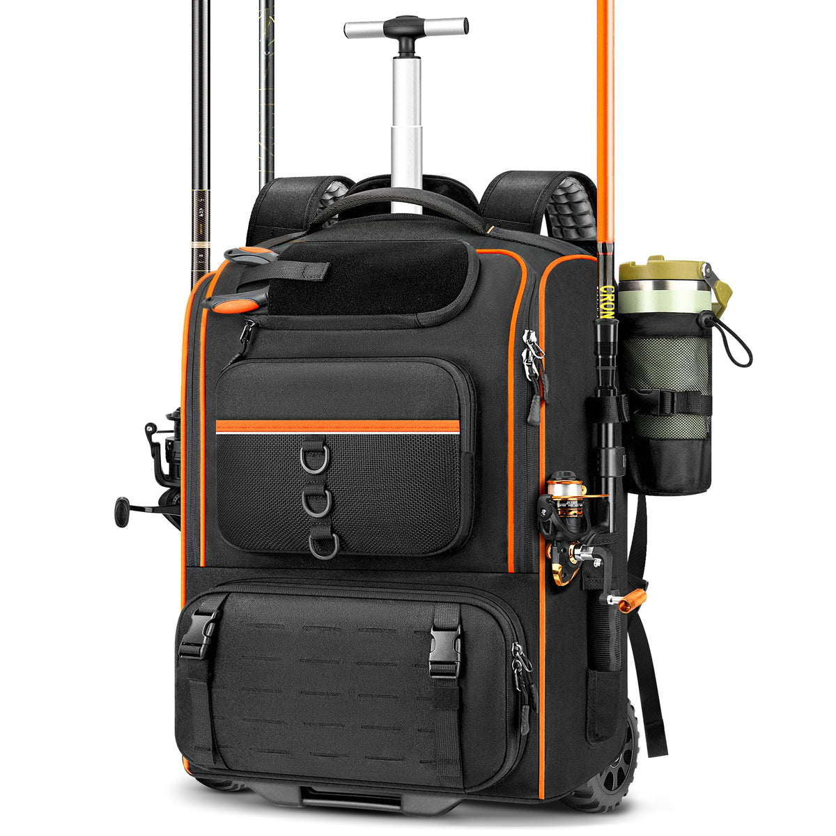 POSO Fishing Backpack with Wheels - exterior full view